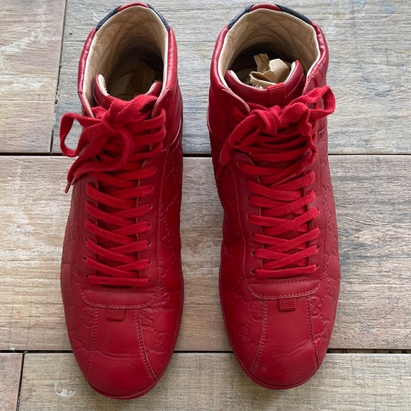 Gucci Signature High-top Sneaker - Hibiscus Red Gucci Signature Men - Picture 1 of 12